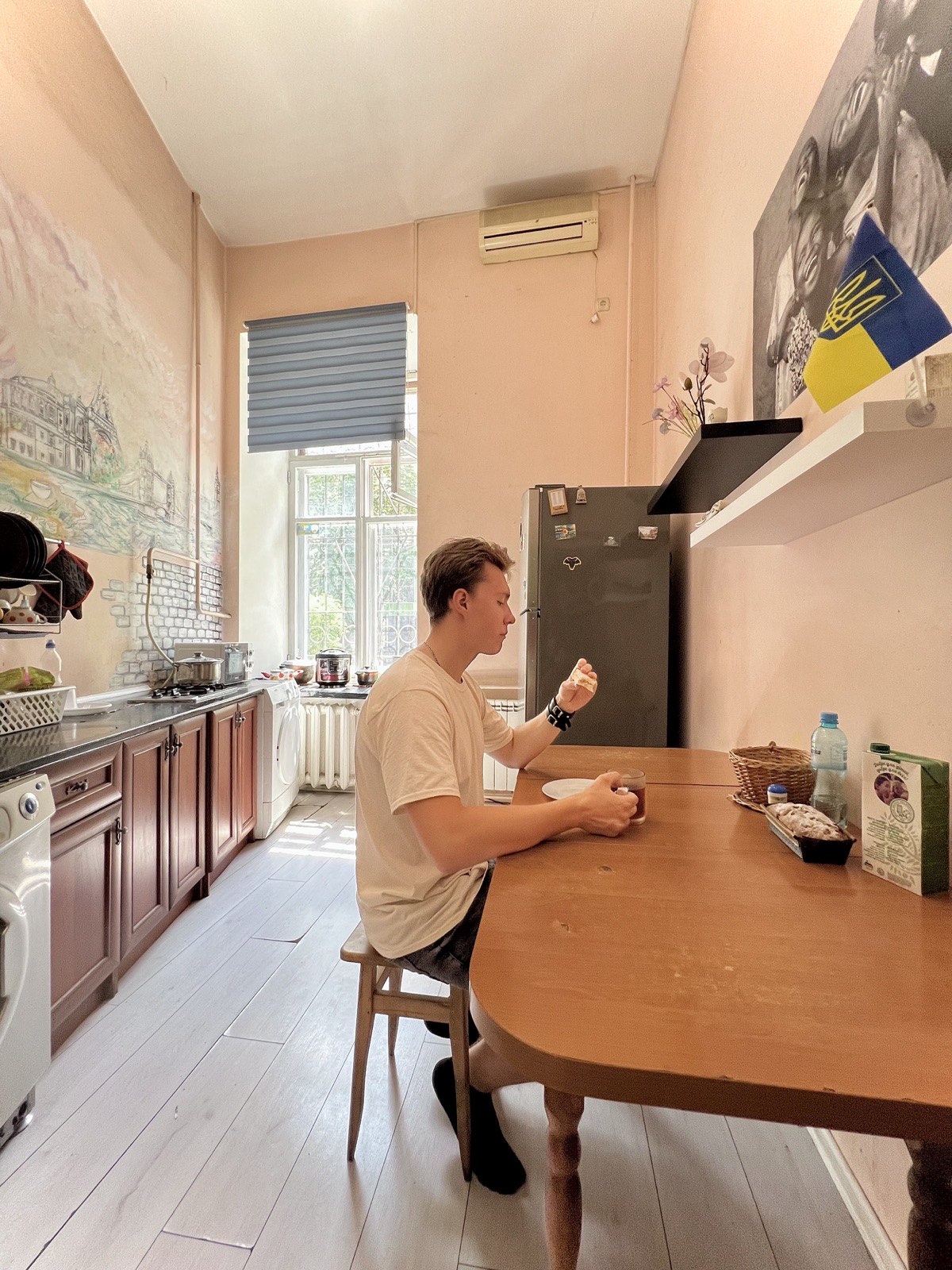 Dja Hostel kitchen — dining area